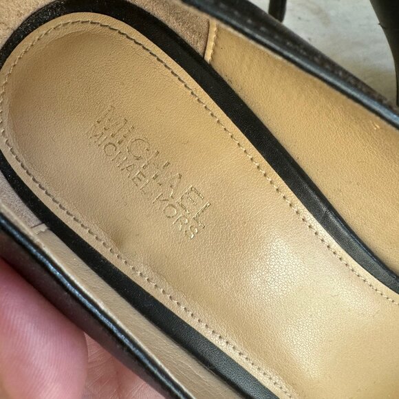 Black Leather Michael Kors Heel with Gold Detail - Picture 2 of 6